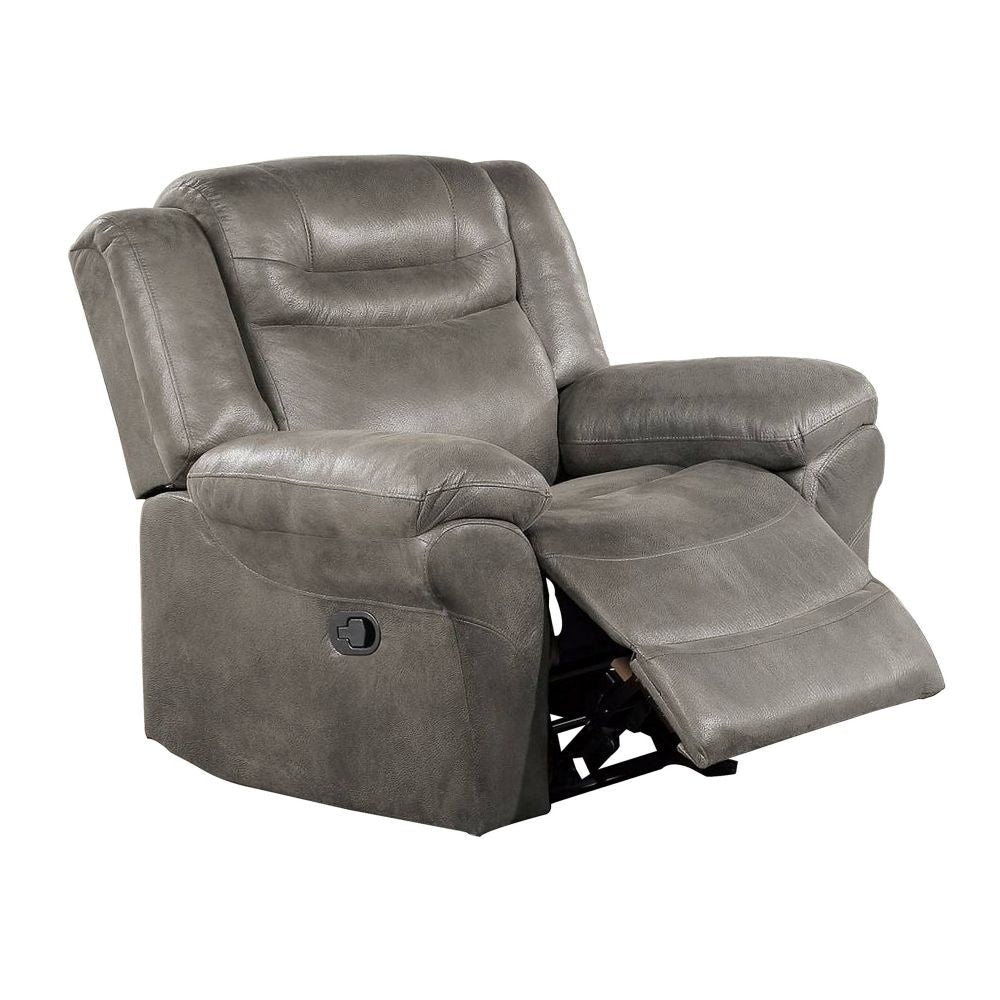 Betty 41 Inch Power Recliner Chair, Pull Tab Mechanism, Smooth Gray Leather By Casagear Home