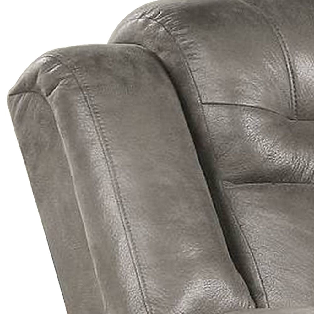 Betty 41 Inch Power Recliner Chair Pull Tab Mechanism Smooth Gray Leather By Casagear Home BM299103
