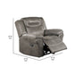 Betty 41 Inch Power Recliner Chair Pull Tab Mechanism Smooth Gray Leather By Casagear Home BM299103