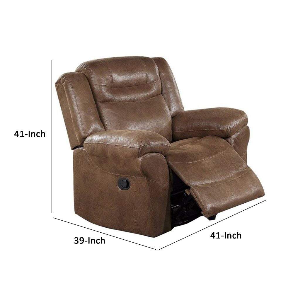Betty 41 Inch Manual Recliner Armchair Pull Tab Mechanism Rich Brown By Casagear Home BM299115