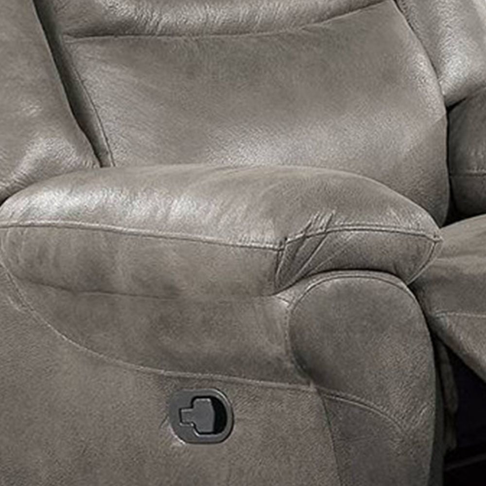 Betty 41 Inch Manual Recliner Armchair Pull Tab Mechanism Smooth Gray By Casagear Home BM299118