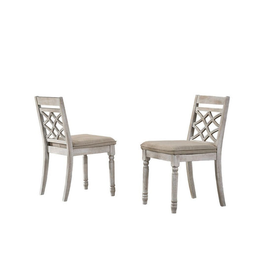Dining Chair Set of 2 | 19" | Cross Back | Padded Seat | White