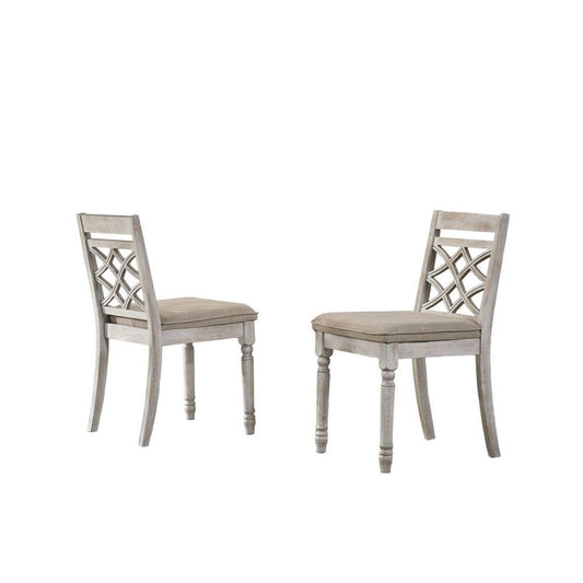 19 Inch Dining Chairs, Cross Back Design with Padded Seats, Set of 2, White By Casagear Home
