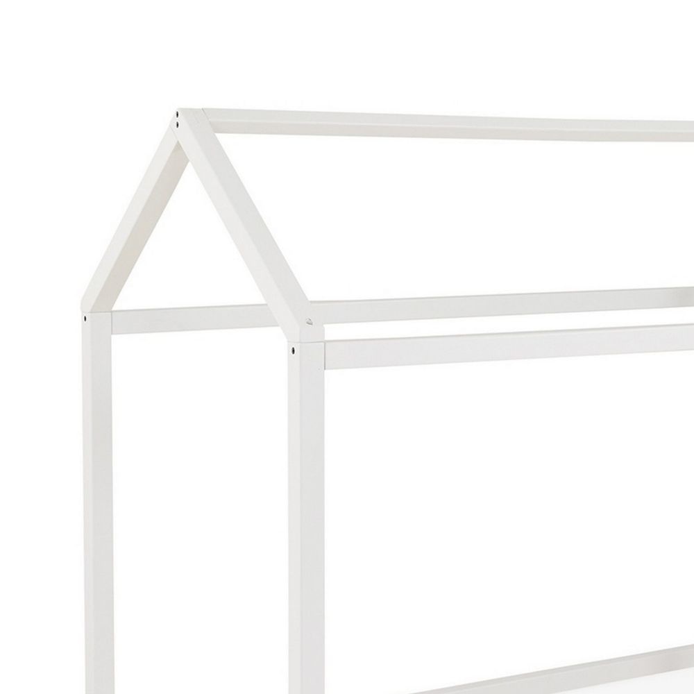Twin Size Bed Frame with a House Shaped Design Sleek White Finish By Casagear Home BM299149