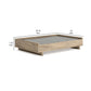 36 Inch Pet Bed Frame Natural Brown Wood Removable Cover Gray Upholstery By Casagear Home BM299151