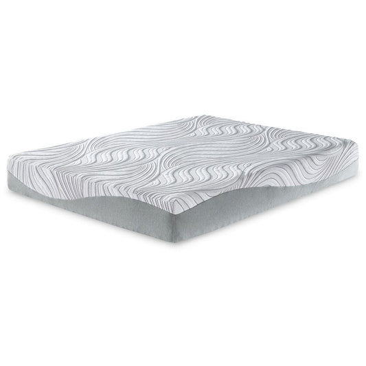 10 Inch Memory Foam Queen Mattress, White and Gray, Stretch Knit Cover  By Casagear Home
