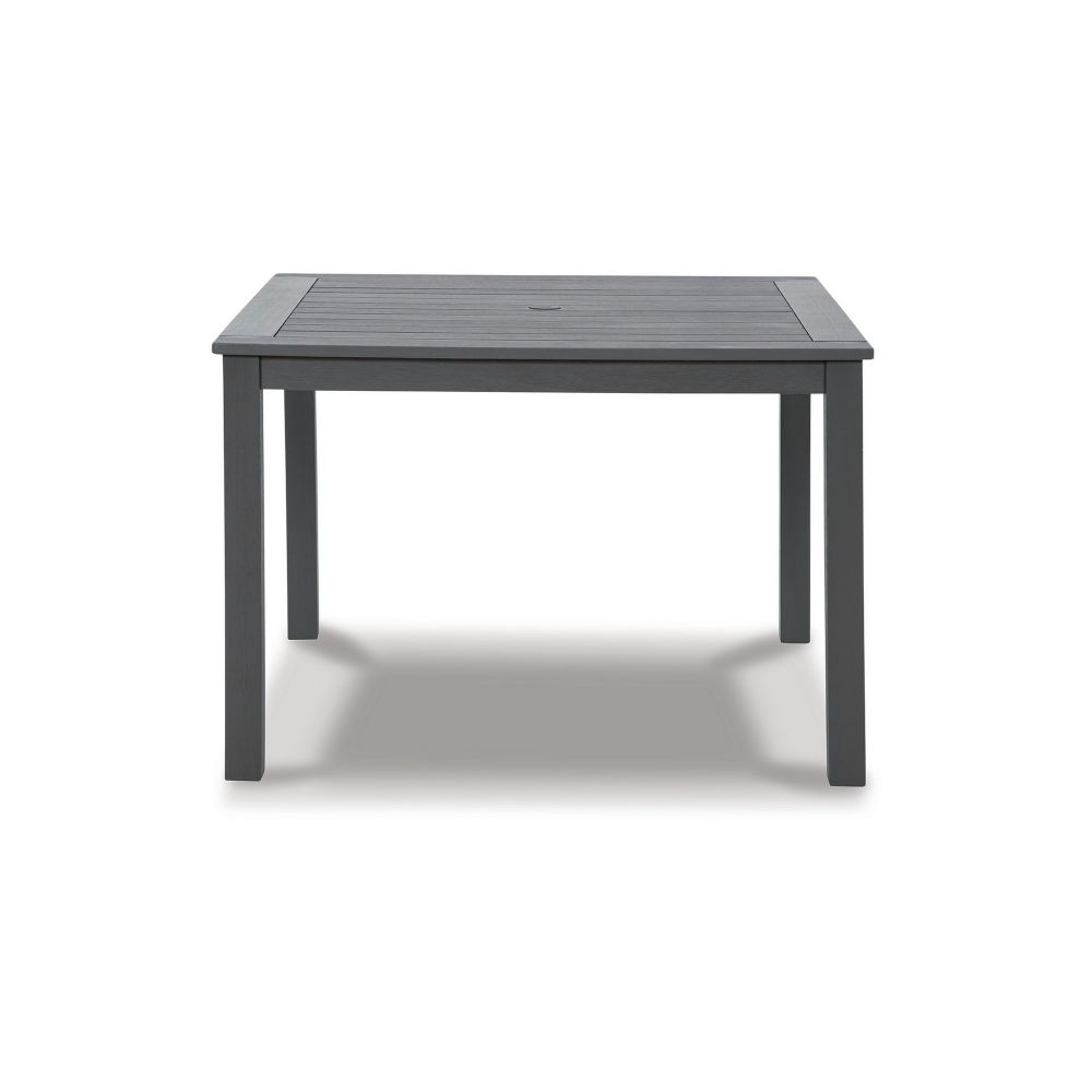 42 Inch Outdoor Square Dining Table Planked Top Gray Wood Straight Legs By Casagear Home BM299188
