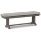 Vrai 54 Inch Outdoor Bench, Gray Wood Frame, Trestle Base, Cushioned Seat By Casagear Home