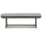 Vrai 54 Inch Outdoor Bench Gray Wood Frame Trestle Base Cushioned Seat By Casagear Home BM299191