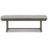 Vrai 54 Inch Outdoor Bench Gray Wood Frame Trestle Base Cushioned Seat By Casagear Home BM299191