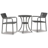 3 Piece Outdoor Table and Chair Set, Gray Steel Frame, Woven Resin Wicker By Casagear Home