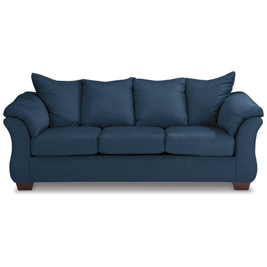 89 Inch Modern Cushioned Sofa, Blue Polyester, Pillow Top Flared Armrests By Casagear Home