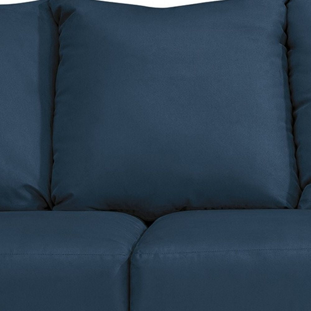 89 Inch Modern Cushioned Sofa Blue Polyester Pillow Top Flared Armrests By Casagear Home BM299211