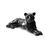24 Inch Decorative Panther Sculpture, Mosaic Glass, Handcrafted, Black By Casagear Home