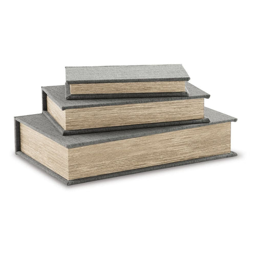Decor Book Box Set | 3 Piece | Gray Cover | Velvet Lined