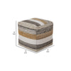16 Inch Square Handwoven Pouf Stripe Design Bead Filling Multicolor By Casagear Home BM299220