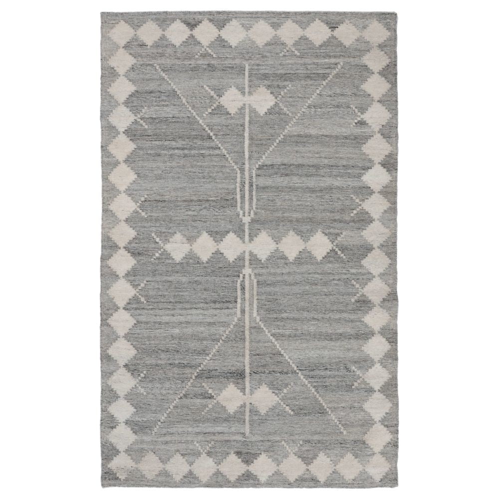 Rylie Area Rug | 5 x 8 | Indoor Outdoor | Gray Geometric Polyester