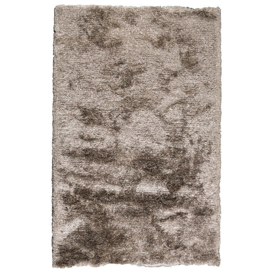 Vittorio 5 x 8 Handwoven Shag Area Rug, Polyester Cotton, Solid Taupe By Casagear Home