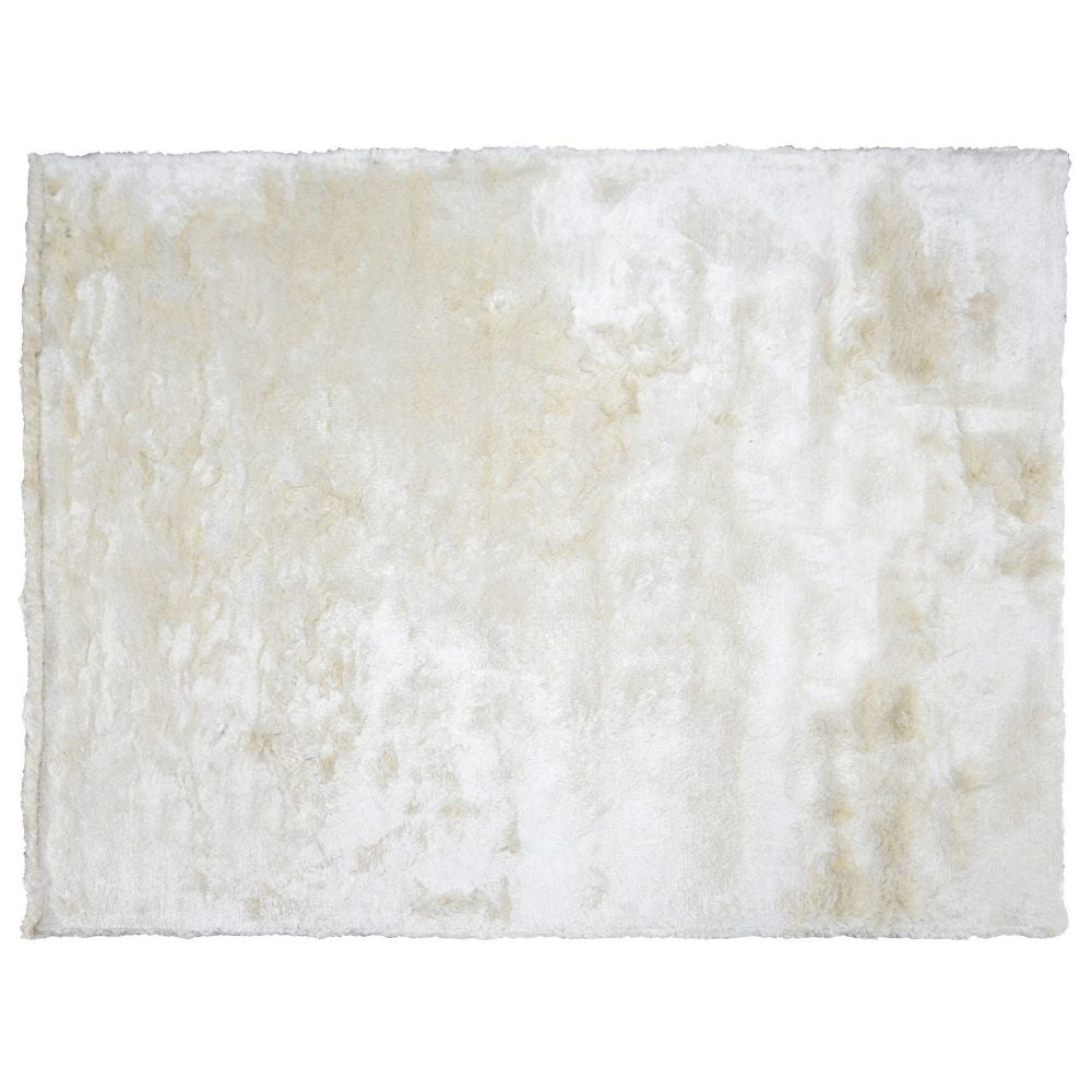 Vittorio 8 x 10 Handwoven Shag Area Rug Polyester Cotton Solid Ivory By Casagear Home BM299334