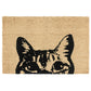 24 x 36 Machine Made Coir Doormat, Black Cat Print Design, Ivory Taupe Base By Casagear Home