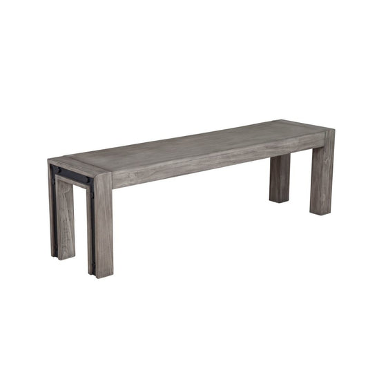 Ebb 59" Dining Bench, Faux Metal Inset, Handcrafted, Gray By Casagear Home