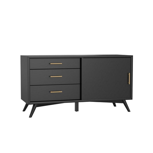 Ian 50" TV Media Entertainment Console, 3 Drawers, Black By Casagear Home