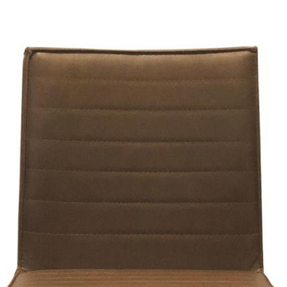 25 Counter Stool Chair Channel Tufted Brown Vegan Leather By Casagear Home BM299513