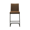 25" Counter Stool Chair, Channel Tufted Brown Vegan Leather By Casagear Home