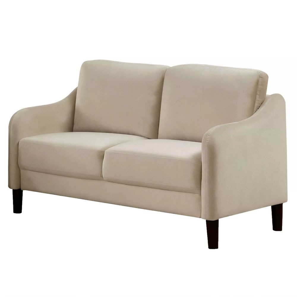 Foz 52" Loveseat, Sloped Arms, Tapered Legs, Soft Beige By Casagear Home