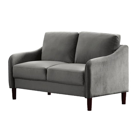 Foz 52" Loveseat, Sloped Arms, Tapered Legs, Smooth Gray By Casagear Home