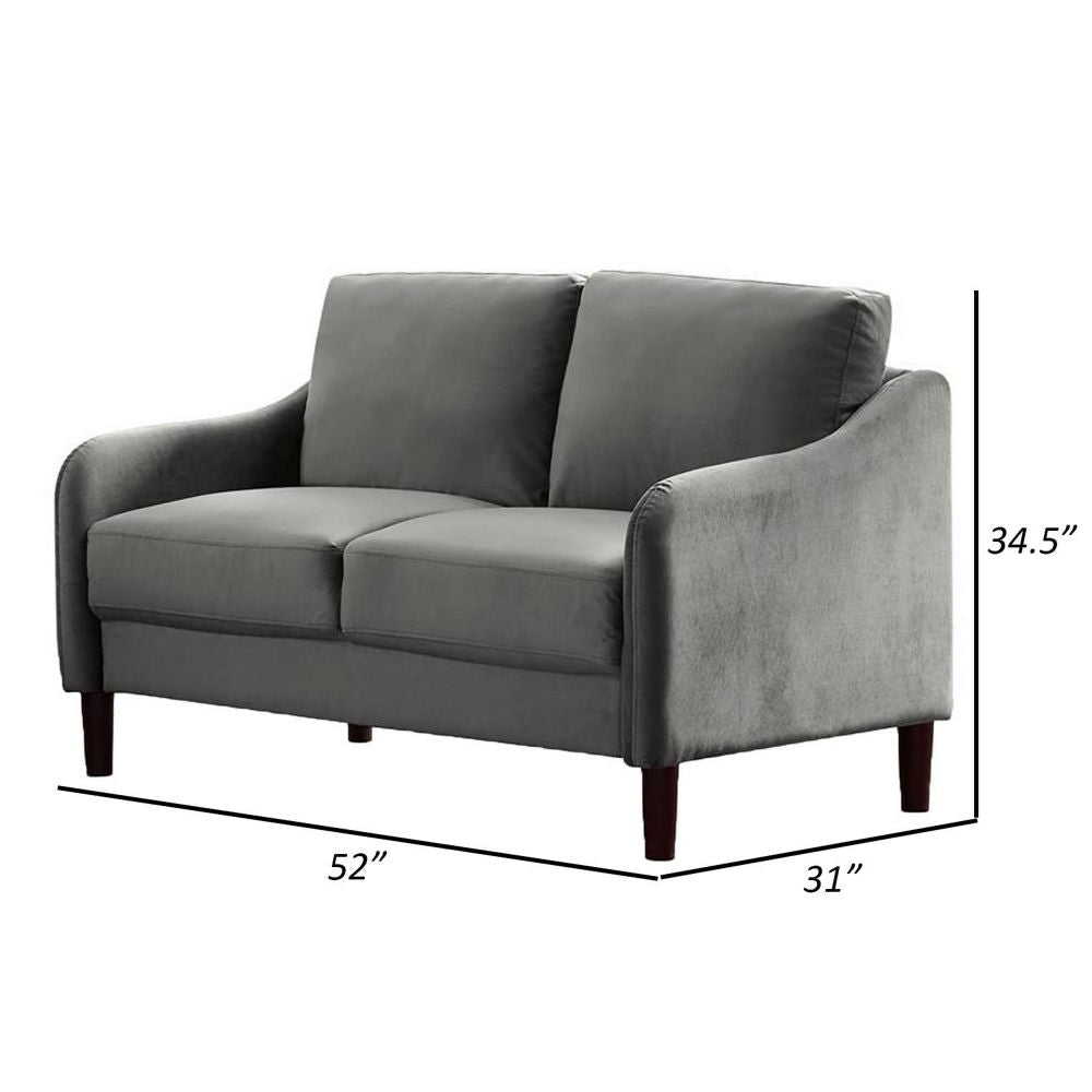 Foz 52 Loveseat Sloped Arms Tapered Legs Smooth Gray By Casagear Home BM299612