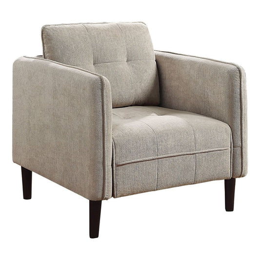 Hak 33" Accent Chair, Rounded Arms, Biscuit Tufting, Taupe By Casagear Home