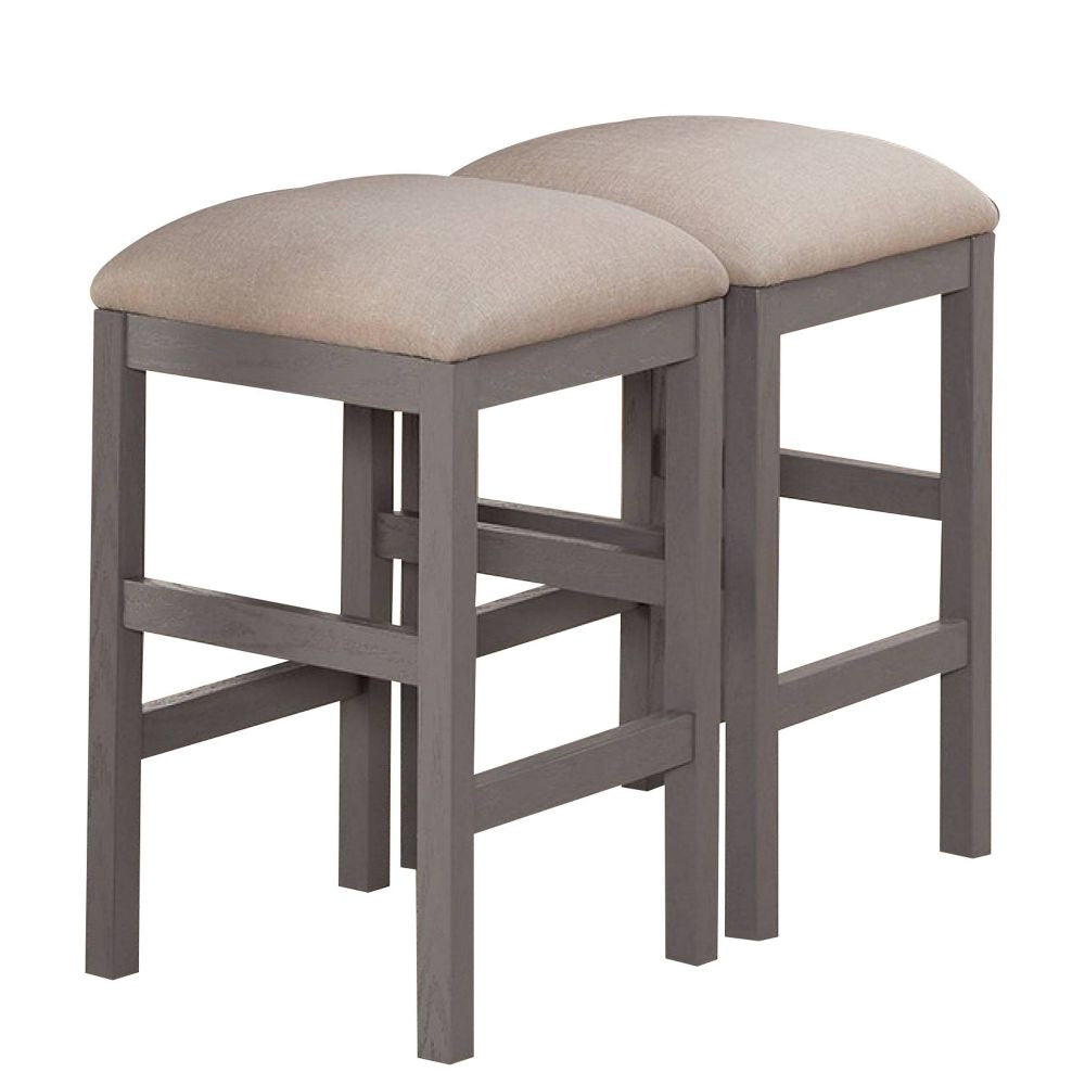 24" Counter Stool, Set of 2, Cushioned, Farmhouse Design, Gray By Casagear Home