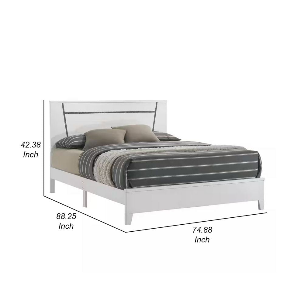 Lif California King Bed Glitter Panel White Solid Wood By Casagear Home BM299641