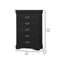 Ryla 48 Tall Dresser 5 Drawers Metal Handles Black By Casagear Home BM300568