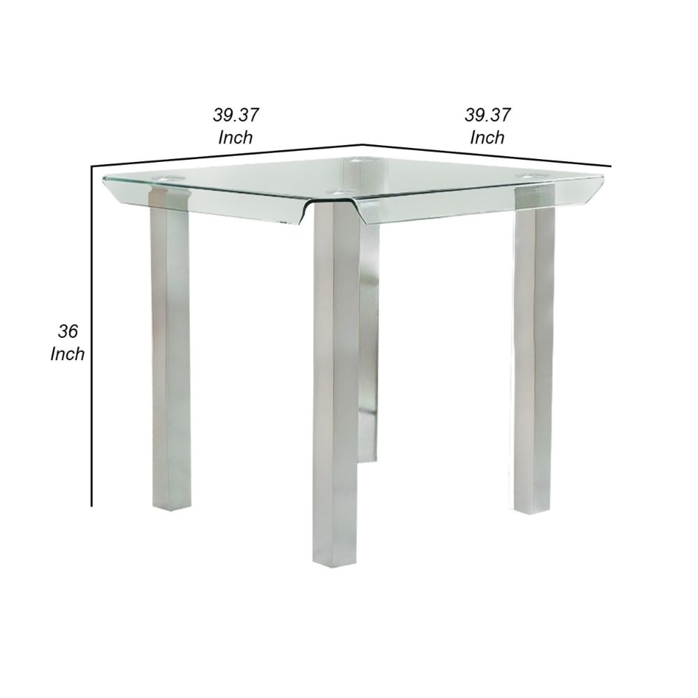 Jan 39 Counter Height Glass Table Curved Chrome Legs By Casagear Home BM300624
