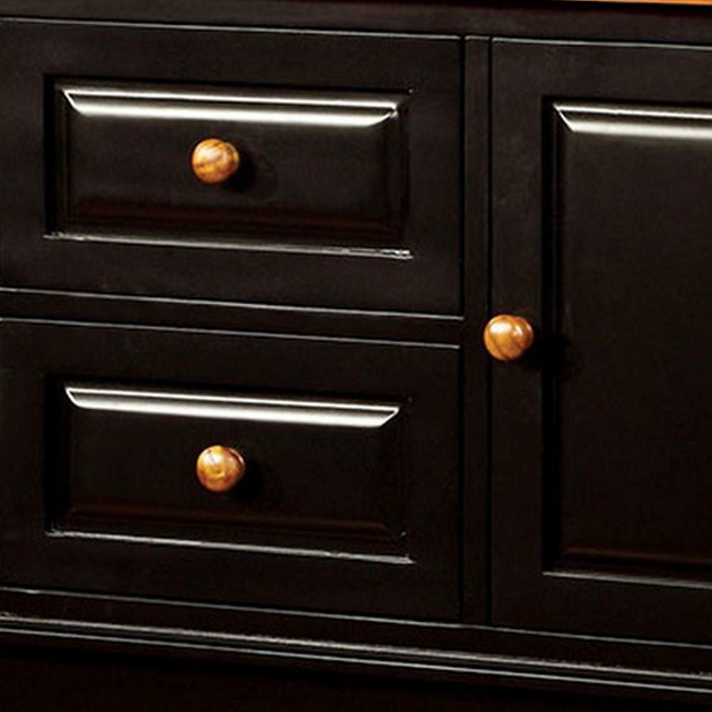 Fritz 52 Server 2 Cabinets 2 Drawers Turned Legs Black By Casagear Home BM300629