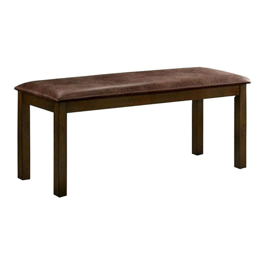 Noha 43" Dining Bench, Vinyl Seating, Warm Walnut Brown Wood By Casagear Home