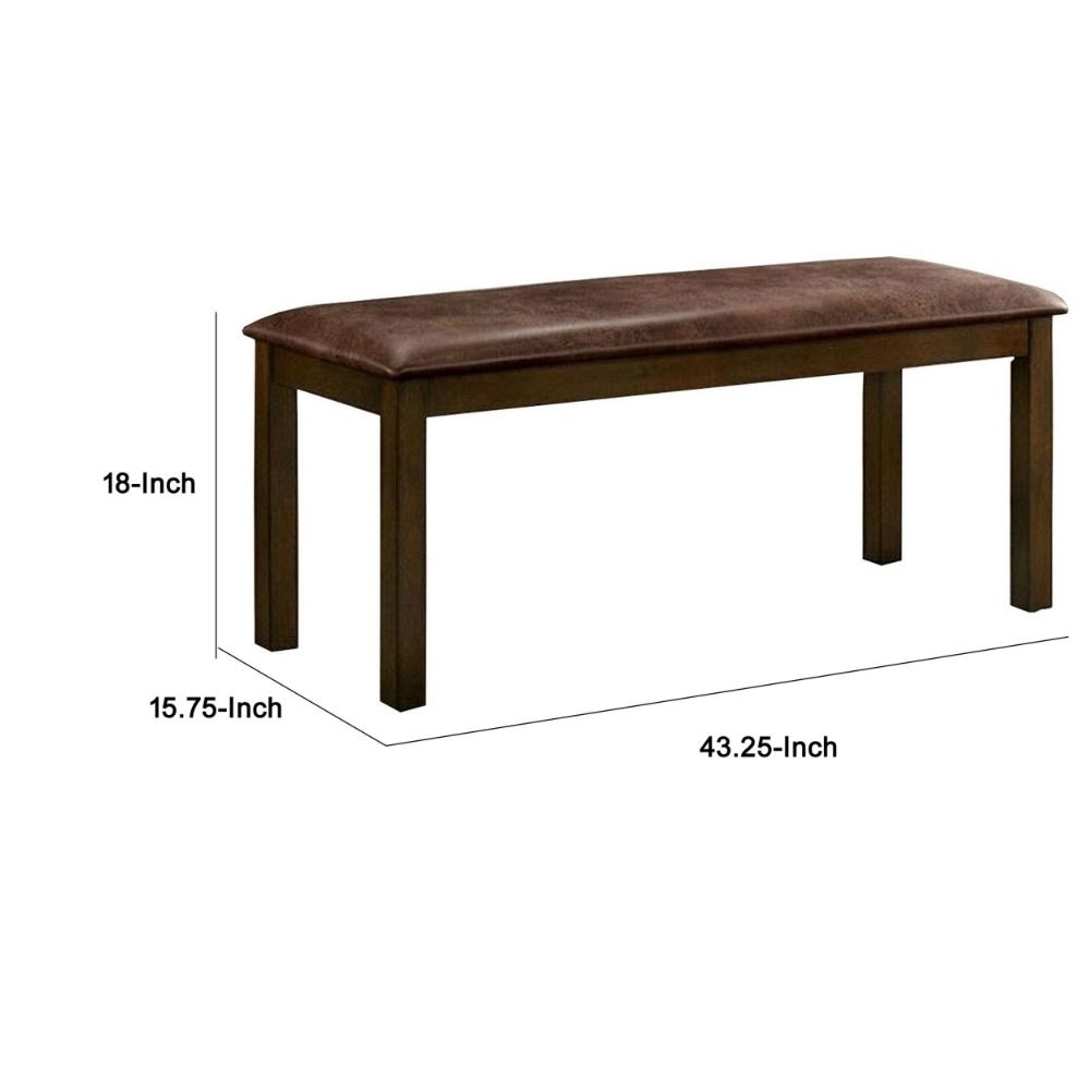 Noha 43 Dining Bench Vinyl Seating Warm Walnut Brown Wood By Casagear Home BM300634