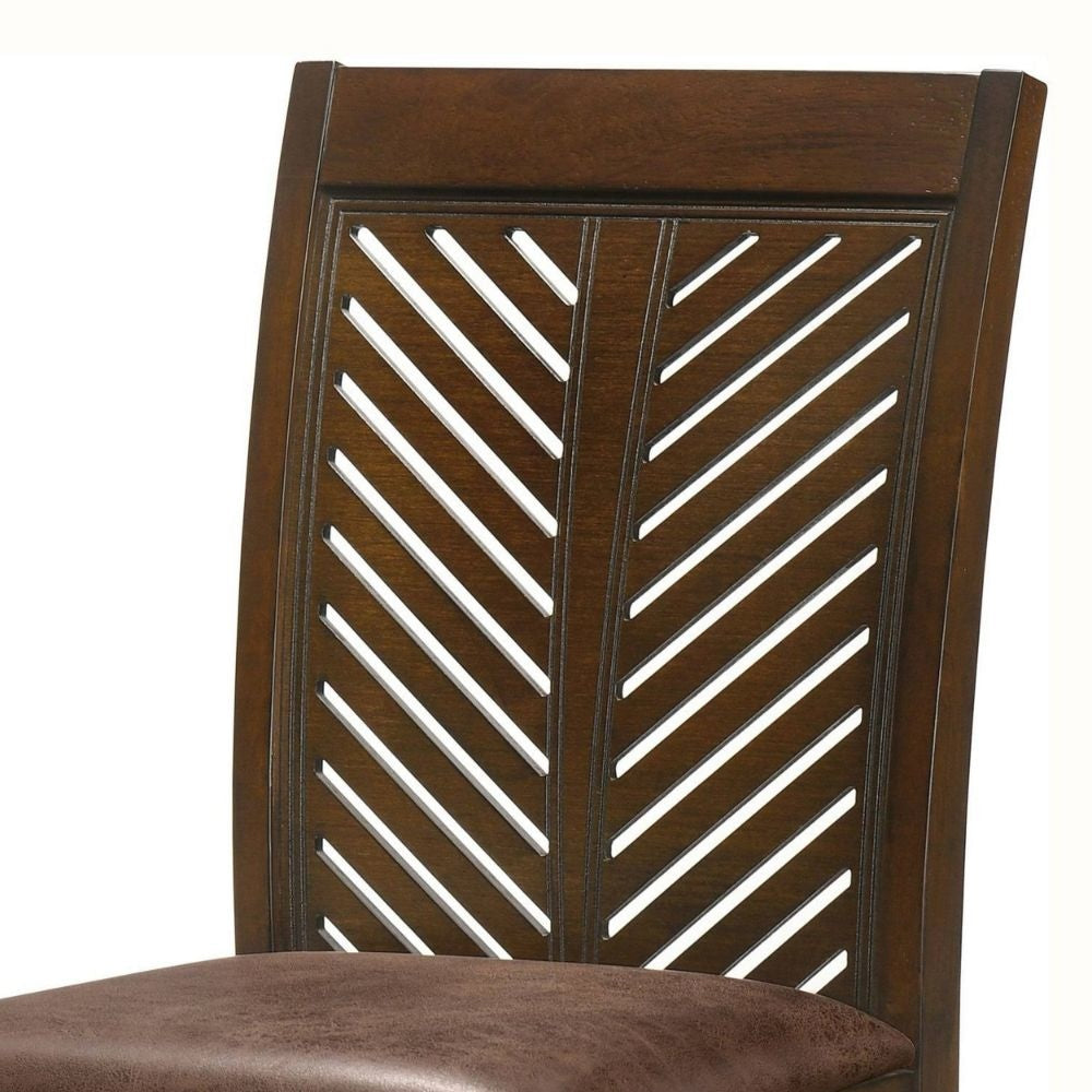 Noha 18 Dining Chair Set of 2 Chevron Backrest Brown By Casagear Home BM300635