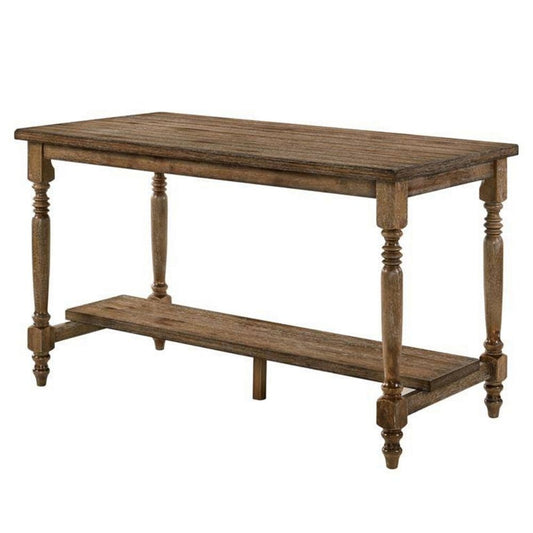 Sera 59" Counter Height Table, Rustic Brown, Turned Legs By Casagear Home