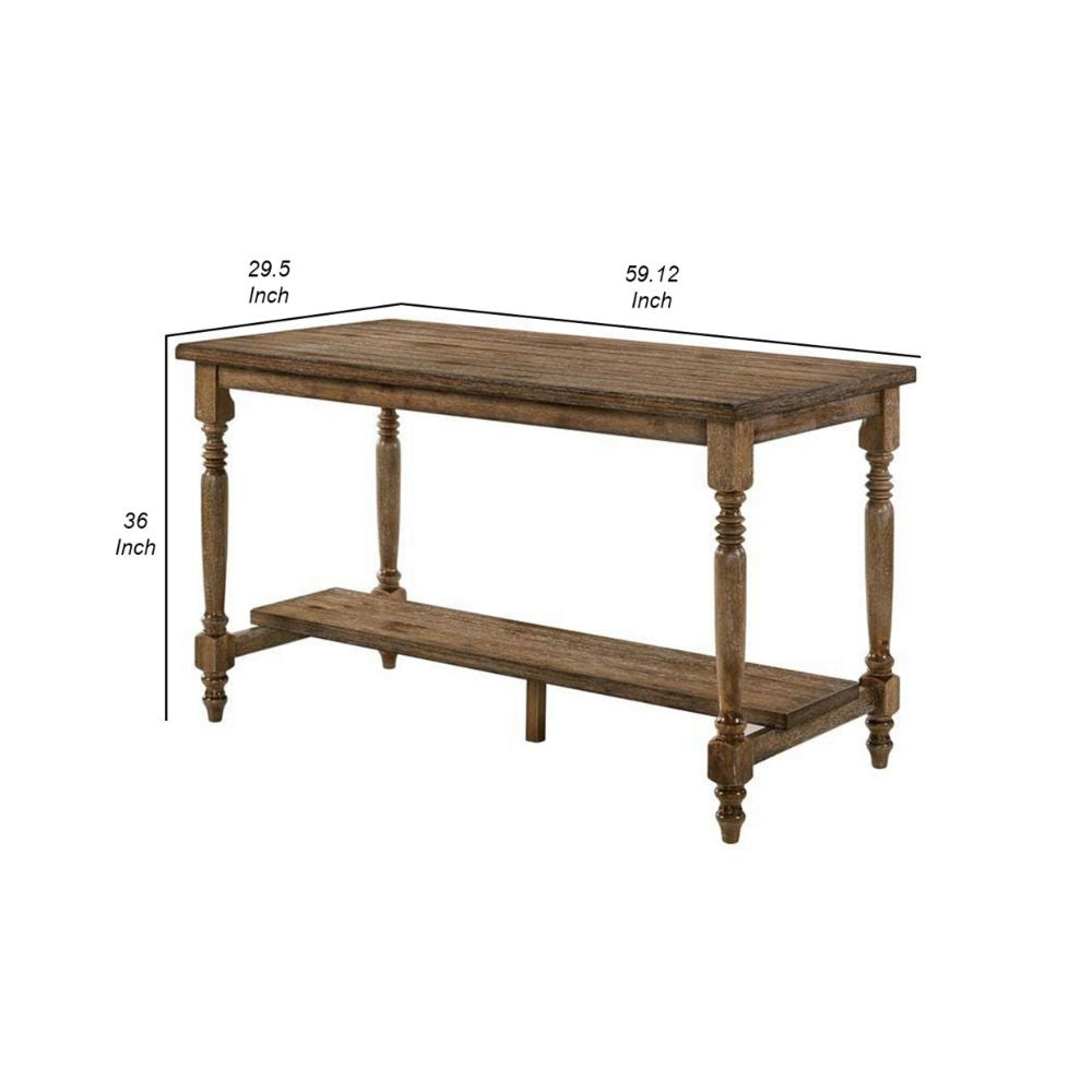 Sera 59 Counter Height Table Rustic Brown Turned Legs By Casagear Home BM300639