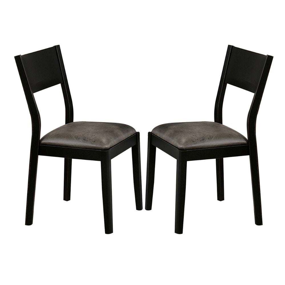 Riera 17" Dining Chair, Gray Faux Leather, Angled, Black By Casagear Home