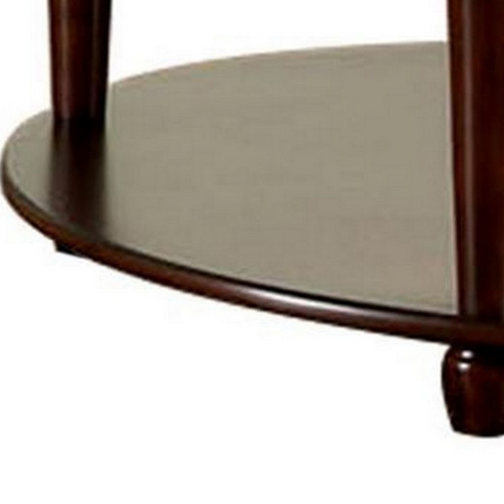 48 Coffee Table Glass Top Turned Legs Shelf Brown By Casagear Home BM300666