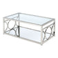 Paire 47" Coffee Table, Glass Top, Mirrored Bottom Shelf By Casagear Home