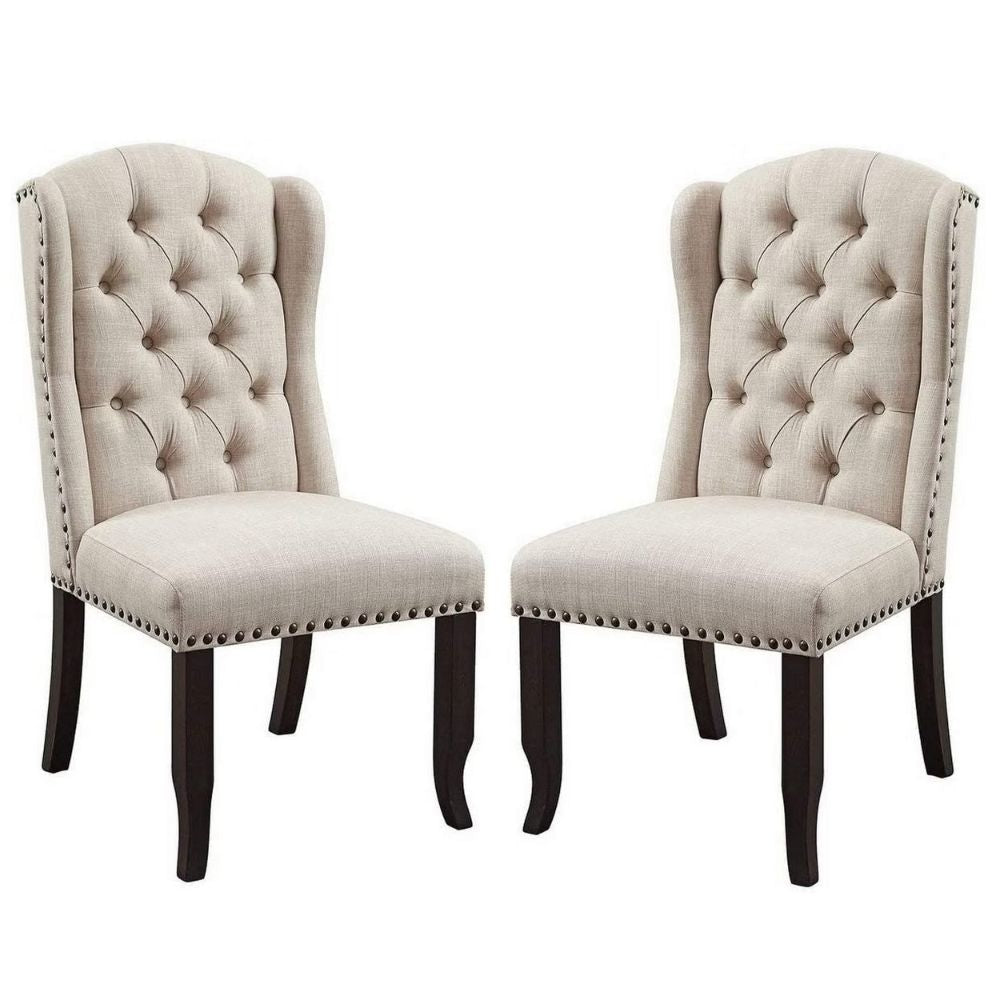 Bega 23" Side Chair, Wingback, Tufted, Black, Gray, Set of 2 By Casagear Home