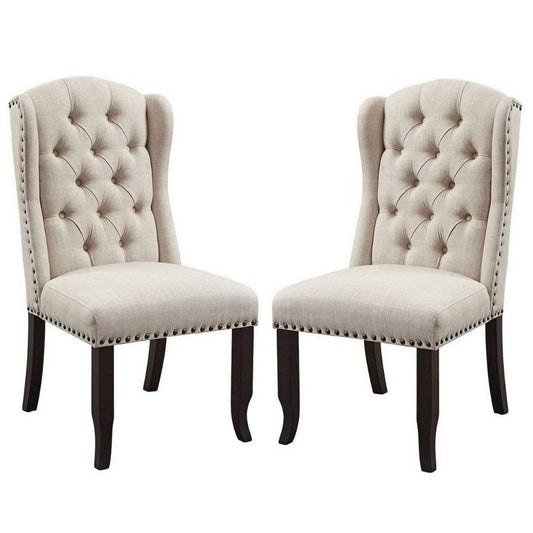 Bega 23" Side Chair, Wingback, Tufted, Black, Gray, Set of 2 By Casagear Home