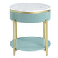 Ville 23 Round Side End Table Faux Marble Top White Teal By Casagear Home BM300713