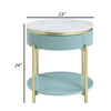 Ville 23 Round Side End Table Faux Marble Top White Teal By Casagear Home BM300713