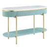 Ville 48" Sofa Console Table, Faux Marble Top, White, Teal By Casagear Home